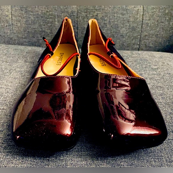 NWOB Empress Australian made Square Toe Flats Burgundy Patent leather - Picture 3 of 14